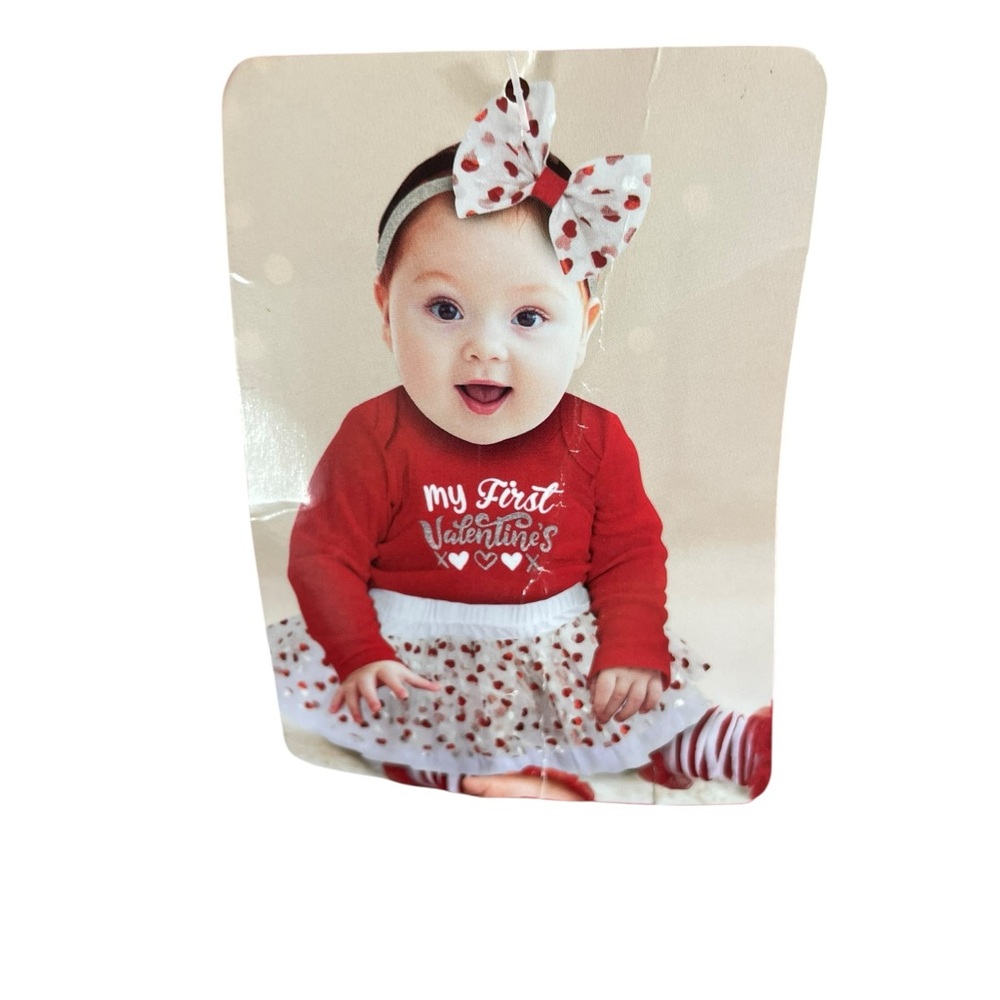 Valentine's Day Red Baby 4 pc Outfit with‎ Heart Bow, Size 3 months - NWT